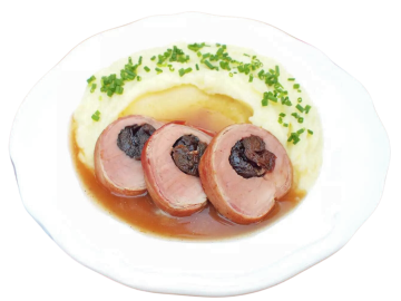 Vepřová panenka špikovaná švestkou přelitá švestkovým přelivem, 150g